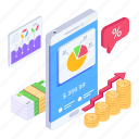 money, growth, financial, chart, investment, economy, analytics, illustration, vector, isometric, wealth, currency 