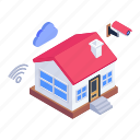 building, home, house, wifi, estate, architecture, structure, wireless, illustration, vector, isometric 