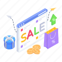 sale, price, offer, discount, ecommerce, shopping, bag, tote, money, illustration, vector, isometric 