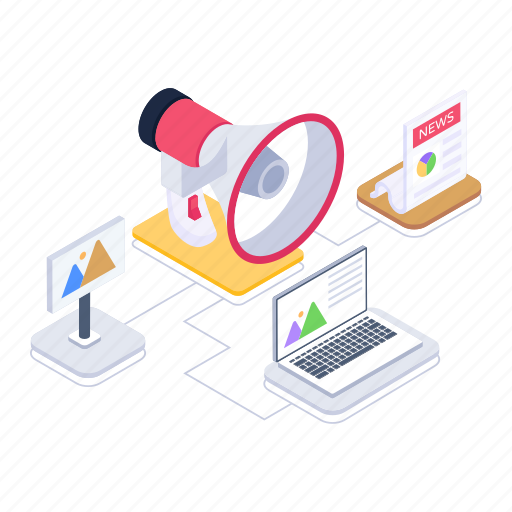 Illustration, vector, isometric, promotion, marketing, advertisement, publicity icon - Download on Iconfinder