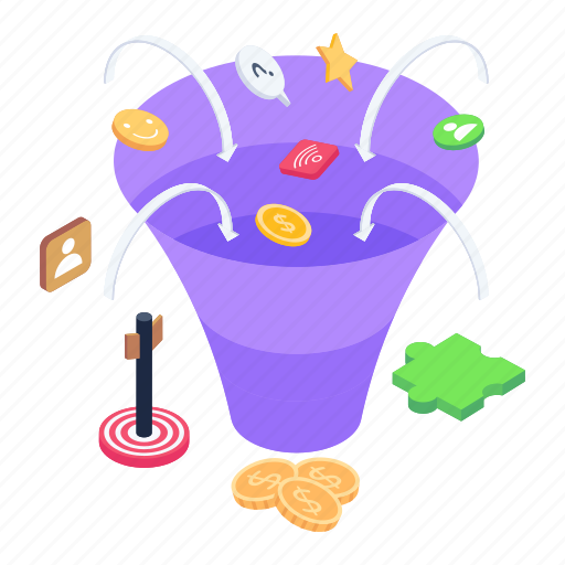 Illustration, vector, isometric, funnel, filtration, purification, marketing icon - Download on Iconfinder