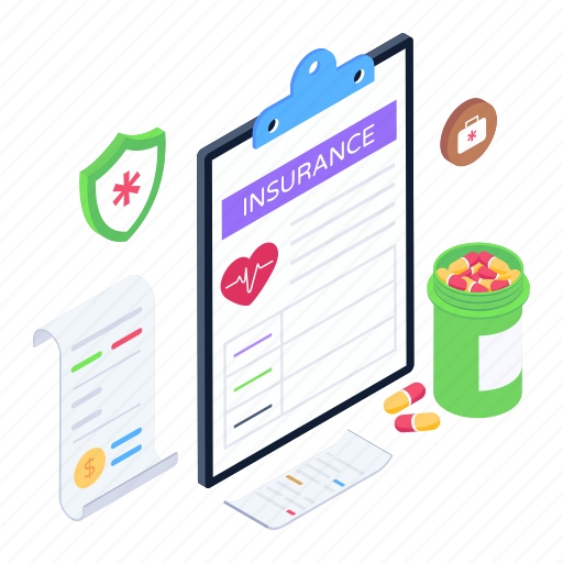 Illustration, vector, isometric, medical, insurance, indemnity, paper icon - Download on Iconfinder