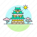 castle, japan, architecture, famous, landmark, monument, blossom, cherry