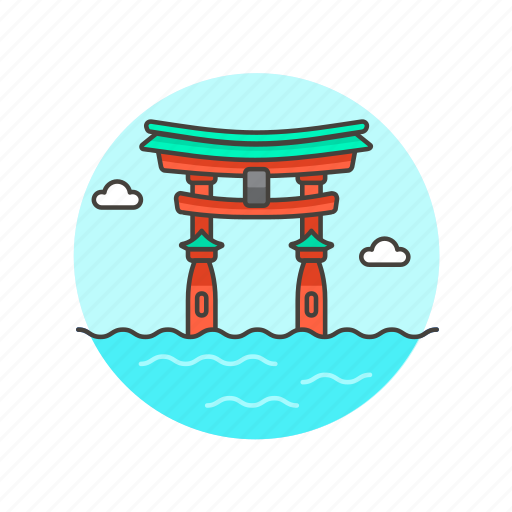 Itsukushima, of, shrine, architecture, famous, landmark, monument icon - Download on Iconfinder