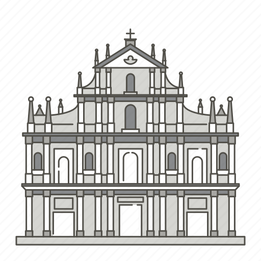 Cathedral, famous, landmarks, macau, pauls, world icon - Download on Iconfinder
