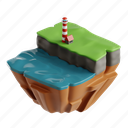 cliff, 3d icon, 3d illustration, 3d render heights, rocks, seaside, landscape 