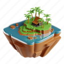 island, 3d icon, 3d illustration, 3d render tropical, shore, paradise, landscape 