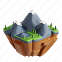 mountain, 3d icon, 3d illustration, 3d render peaks, summit, valley, landscape 