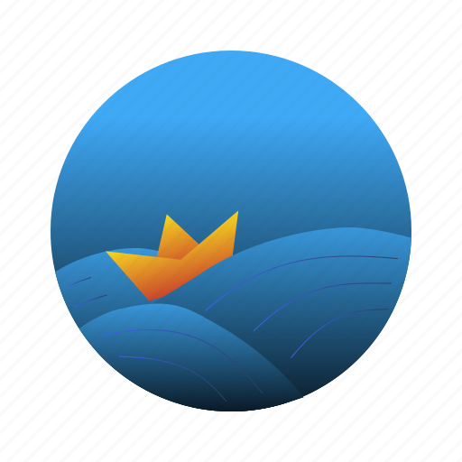 Boat, origami, sea, wave icon - Download on Iconfinder