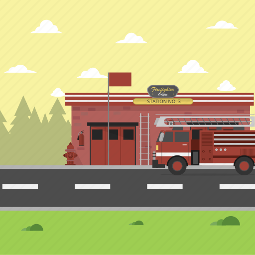 Firefighter, office, road, station, truck icon - Download on Iconfinder