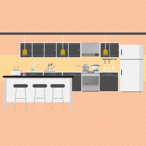 Chair, interior, kitchen, knife, refrigerator, stove icon - Download on Iconfinder