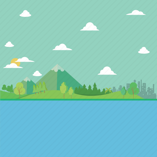 Cloud, forest, garden, landscape, tree, water icon - Download on Iconfinder