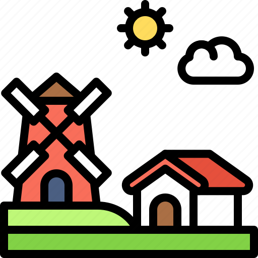 Landscape, land, terrain, windmill, farm icon - Download on Iconfinder