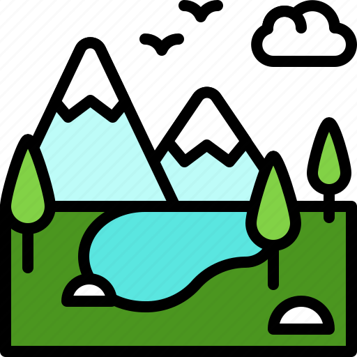 Landscape, land, terrain, mountain, lake, nature icon - Download on Iconfinder