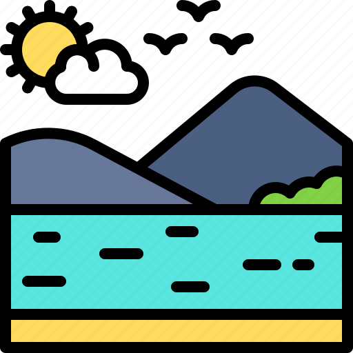 Landscape, land, terrain, river, lake icon - Download on Iconfinder