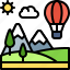 landscape, land, terrain, hot air balloon, valley 