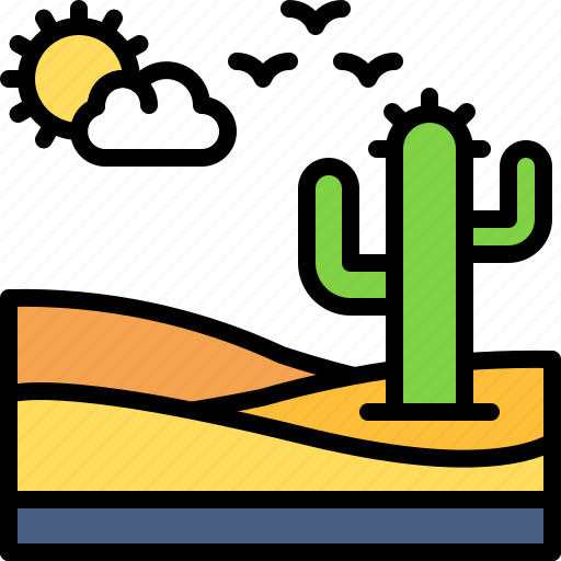 Landscape, land, terrain, desert, sand, dune, cactus icon - Download on Iconfinder