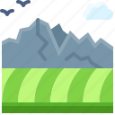 landscape, land, terrain, mountain, field