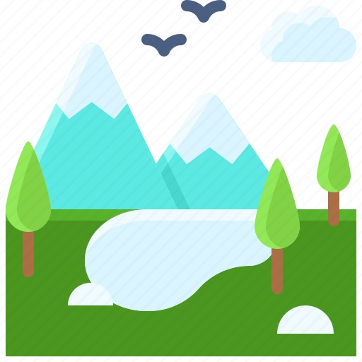 Landscape, land, terrain, lake, tree, mountain icon - Download on Iconfinder