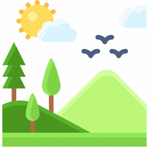 Landscape, land, terrain, mountain, valley, tree icon - Download on Iconfinder