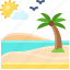 landscape, land, terrain, coast, sand, palm 