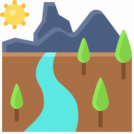 Landscape, land, terrain, river, tree icon - Download on Iconfinder