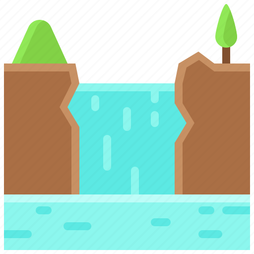 Landscape, land, terrain, waterfall, water icon - Download on Iconfinder