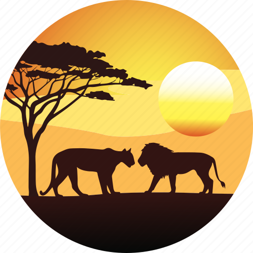Africa, horizon, landscape, lion, nature, safari, savanah icon - Download on Iconfinder