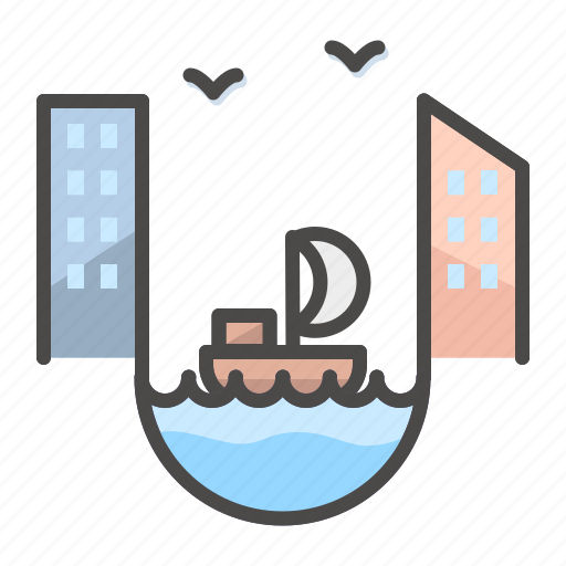 Building, channel, city, landscape, yacht icon - Download on Iconfinder