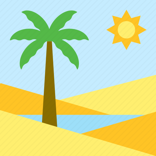 Desert, landscape, oasis, palm tree, water icon - Download on Iconfinder