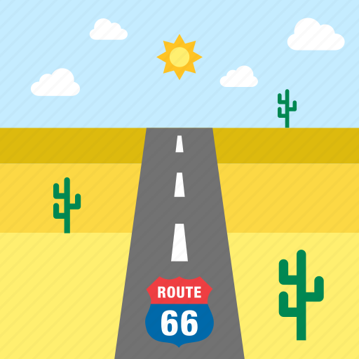 Cactus, desert, landscape, road, route 66, travel, united states icon - Download on Iconfinder