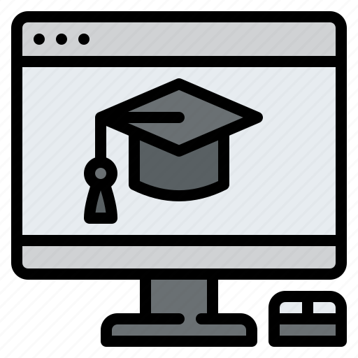 Computer, graduated, hat, online, study icon - Download on Iconfinder