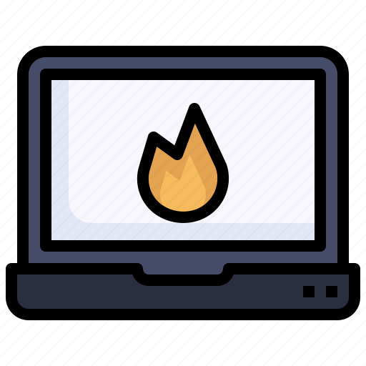 Fire, cyber, attack, burning, laptop, security icon - Download on Iconfinder