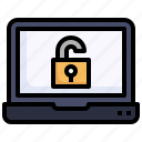 unlock, open, padlock, laptop, security, safety
