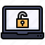 unlock, open, padlock, laptop, security, safety 