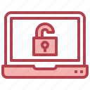 unlock, open, padlock, laptop, security, safety