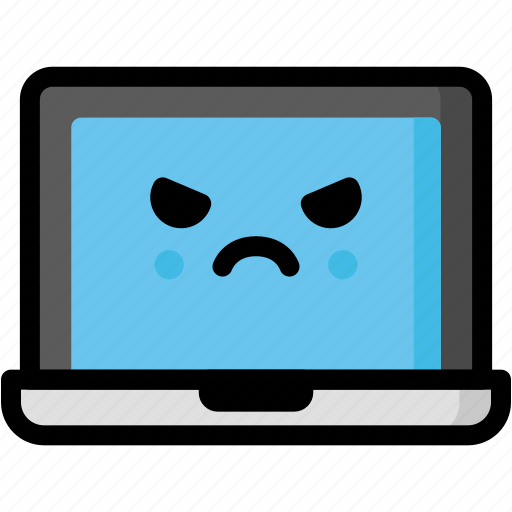 Angry, emoji, emotion, expression, face, feeling, laptop icon - Download on Iconfinder