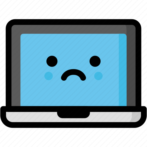 Emoji, emotion, expression, face, feeling, laptop, sad icon - Download ...