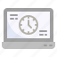 clock, time, date, laptop, application 