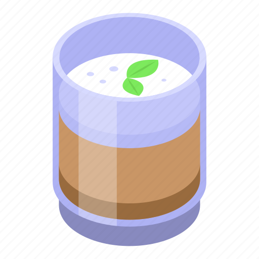 Mint, latte, cup, isometric icon - Download on Iconfinder