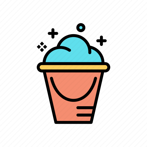 Bucket, clean, detergent, foam, fragrance, laundry, washing icon - Download on Iconfinder