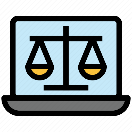 Laptop, balance, legal, online, law icon - Download on Iconfinder