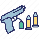 bullet, crime, evidence, gun, investigation, pistol, weapon icon