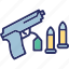 bullet, crime, evidence, gun, investigation, pistol, weapon icon 