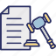 document, hammer, gavel, file, legal icon 