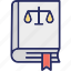 book, education, justice, knowledge, law, notebook, scale icon 