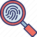 magnifying glass, detective, fingerprint, identification, police icon