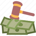 lawsuit, settlement, money, payment, auction