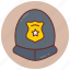 police, helmet, headpiece, armor, helm, hood, busby, skullcap, bonnet 
