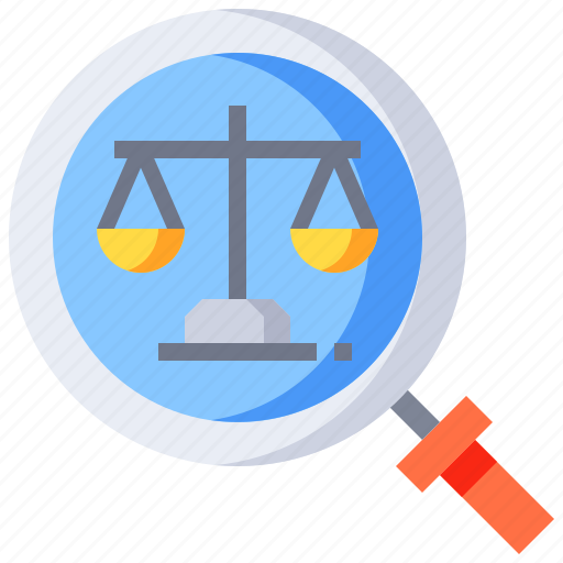 Justice, magnifying, glass, law, legal, scales icon - Download on Iconfinder